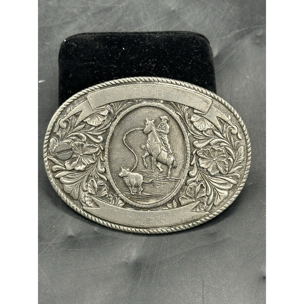LTC Western Pod CO. 1974 Cowboy Rodeo Belt Buckle